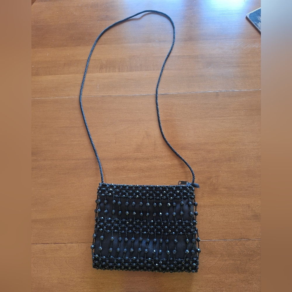 Elegant Black Beaded Clutch